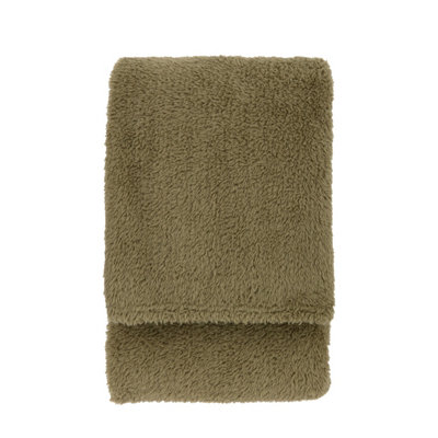 Gallery™ Olive Teddy Fleece Throw (L) 180Cm X (W) 140Cm from B&Q