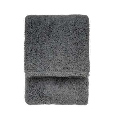 Gallery™ Charcoal Teddy Fleece Plain Throw (L) 180Cm X (W) 140Cm from B&Q