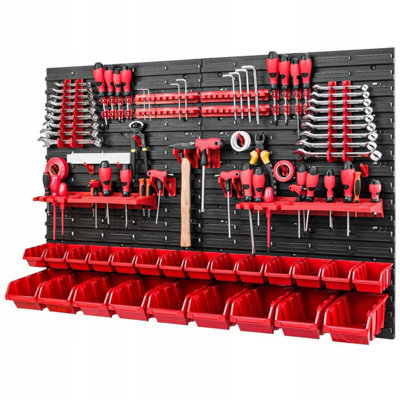 WALL MOUNTED TOOL PEG BOARD SET GARAGE STORAGE BINS WORKSHOP RACK SHED ORGANISER 50 MODELS VARIOUS SHAPES AND LAYOUTS SMALL MEDIUM LARGE (Model 3) - Image 3