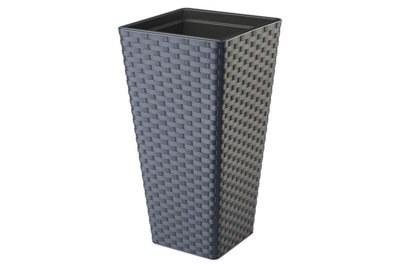 B2C Square Tall Plant Pot Elegant Large Flower Indoor Outdoor Garden Planters Rattan Anthracite H 75Cm X D 40Cm from B&Q
