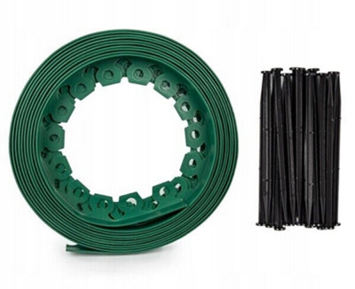 B2C Flexible Garden Border Grass Lawn Path Edging Green Plastic Pegs 10 Metres + Pegs from B&Q