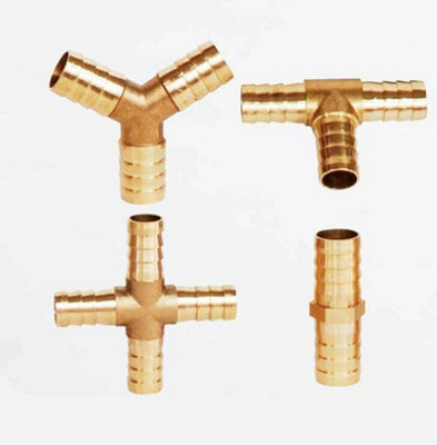 B2C Brass T Y Joiner Various Piece Fuel Hose Gas Joiner Tee Connector T Piece 12.5mm from B&Q