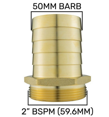 B2C Brass Hose Tail Water Connector Male/ Female Garden Taps Connection Accessories 2"bspm50mm Barb from B&Q