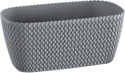 B2C Rectangle Planter Indoor Outdoor Patio Splofy Plant Pot Case 30Cm 4 Litre Grey from B&Q