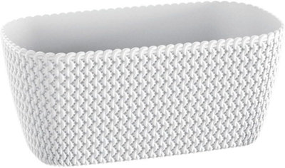 B2C Rectangle Planter Indoor Outdoor Patio Splofy Plant Pot Case 30Cm 4 Litre White from B&Q
