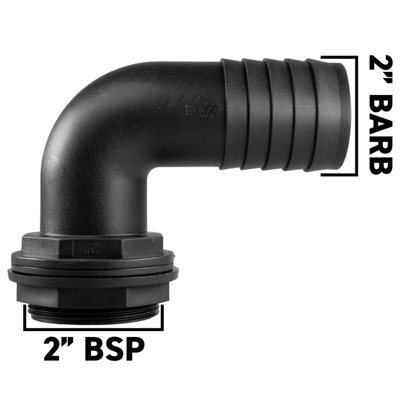 B&Q Water Butt Connector Adapter Tank Fitting Elbow 2"
