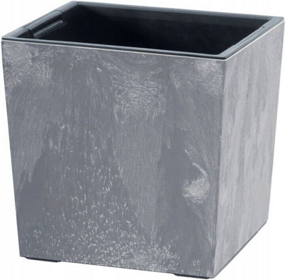 B2C Plant Flower Pot Concrete Square Planter Inner Pot Garden Patio Home Large Beton Marengo 7.5 Litres from B&Q