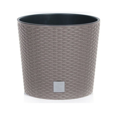B2C Round Planter Plant Flower Pot Outdoor Garden Weatherproof With Insert Rattan Beige 40Cm35 Litres from B&Q