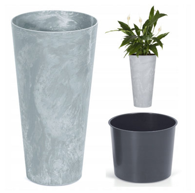 B2C Planter Plant Pot Flowerpot Cylinder Outdoor Garden Balcony Indoor Beton Tall Concrete 28.6Cm from B&Q