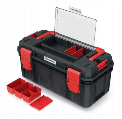 B2C Hand Tool Box Modular Organis Stackable Lockable Heavy Duty Metal Hinges 3 Sizes Small With Organiser from B&Q