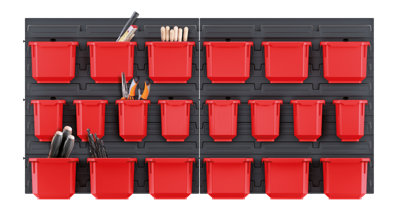 B&Q Wall Mounted Tool Peg Board Set Garage Storage Bins Workshop Rack Shed Organiser Model 24