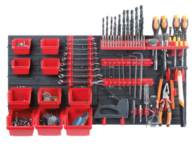  - Wall Mounted Tool Peg Board Set Garage Storage Bins Workshop Rack Shed Organiser Model 25