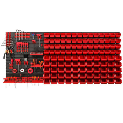  - Wall Mounted Tool Peg Board Set Garage Storage Bins Workshop Rack Shed Organiser Model 44