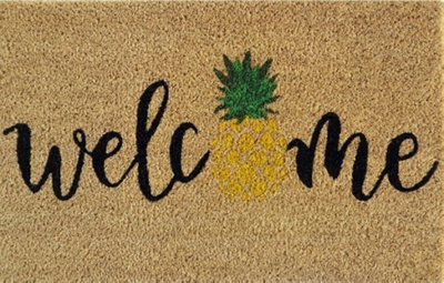 B2C Door Mat Doormats Non Slip Natural Coir Welcome Indoor Outdoor Home Garden Mats Welcome from B&Q