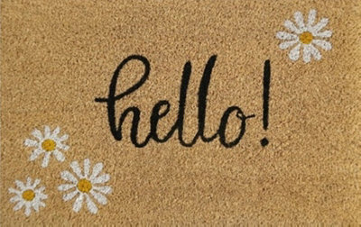 B2C Door Mat Doormats Non Slip Natural Coir Welcome Indoor Outdoor Home Garden Mats Hello from B&Q