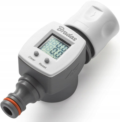 B2C Water Flow Meter Garden Tap Counter Measure With Quick Connect To Hose Outlet Snap On Connector
