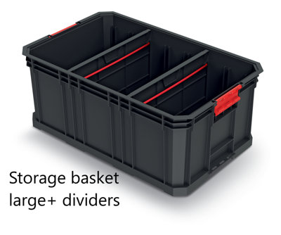 B2C Storage Tool Box Platform Wheels Large Toolbox Mobile Tray Compartment Stackable Storage Basket Large + Dividers from B&Q