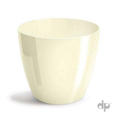 B&Q -  Plant Flower Pot Plastic 20 Colours 9 Sizes Gloss Pots Planter Saucer Tray Deco Ecru 23Cm