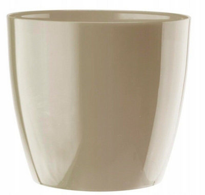 B&Q -  Plant Flower Pot Plastic 20 Colours 9 Sizes Gloss Pots Planter Saucer Tray Deco Beige 23Cm