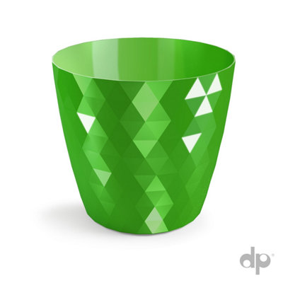 B2C Plant Pot Flowerpot Round Plastic Crystal Modern Decorative Small Medium Large Lime 14Cm from B&Q