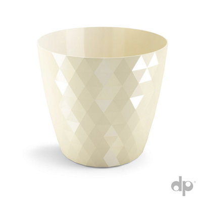 B2C Plant Pot Flowerpot Round Plastic Crystal Modern Decorative Small Medium Large Cream 14Cm from B&Q