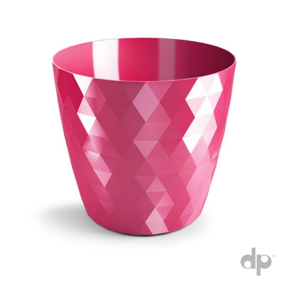 B2C Plant Pot Flowerpot Round Plastic Crystal Modern Decorative Small Medium Large Rose 14Cm from B&Q