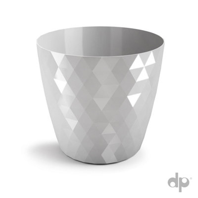 B2C Plant Pot Flowerpot Round Plastic Crystal Modern Decorative Small Medium Large Grey 14Cm from B&Q