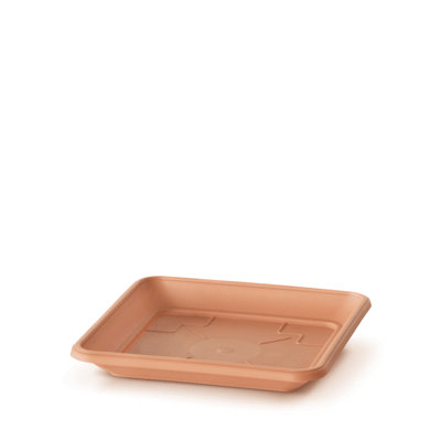 B2C Square Plastic Plant Pot Saucers Terracotta 17Cm from B&Q
