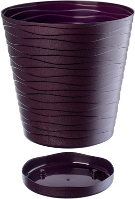 B2C Plant Pot Flowerpot Wave Plastic Crystal Modern Decorative Plum 30Cm from B&Q