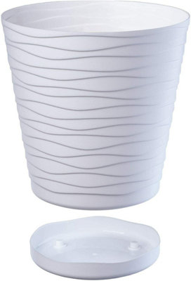 B2C Plant Pot Flowerpot Wave Plastic Crystal Modern Decorative White 15Cm from B&Q
