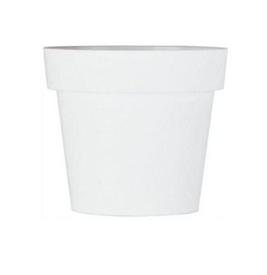 B2C Plant Pots Flower Planter Matt Plastic Pot Classic Deco Pot White Matt 14Cm from B&Q