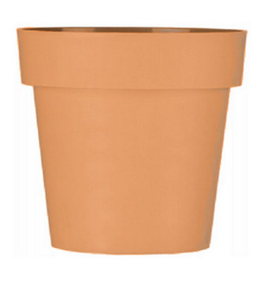 B2C Plant Pots Flower Planter Matt Plastic Pot Classic Deco Pot Terracotta Matt 16Cm from B&Q