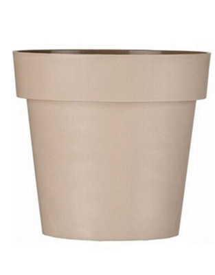 B2C Plant Pots Flower Planter Matt Plastic Pot Classic Deco Pot Beige Matt 16Cm from B&Q