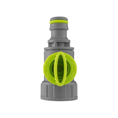 B2C Garden Hose  Connectors Fittings Universal Standard Hozelock Compatible Lime Male ValveQuick To 3/4Bspf from B&Q