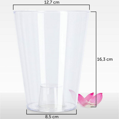 B&Q -  Plant Orchid Pot Plastic Gloss Oval Planter Transparent Clear 12Cm Clear Round