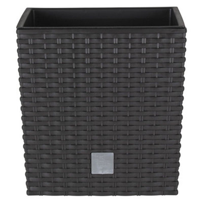 B2C Plant Flower Pot Square Rattan Planter Inner Pot Garden Patio Home Large Brown 8L from B&Q