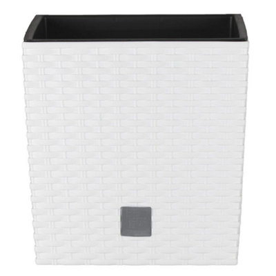 B2C Plant Flower Pot Square Rattan Planter Inner Pot Garden Patio Home Large White 21L from B&Q