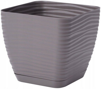 B&Q -  Plant Pot Flowerpot Square Plastic Modern Decorative Small Medium Large Stone 13Cm
