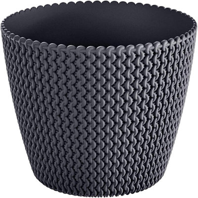 B2C Plant Pots Indoor Outdoor Plastic Flowerpot Small Medium Large Splofy Anthracite 13Cm from B&Q