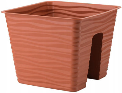 B2C Flower Bridge Hanging Planter Plant Pot Fence Railing Balcony Decking Garden Pot Terracotta Small from B&Q