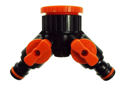 B2C Garden Hose All Connectors Fittings Universal Standard Hozelock Compatible Black 2-Way Tap Splitter from B&Q