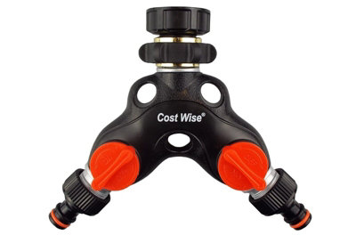 B2C Garden Hose All Connectors Fittings Universal Standard Hozelock Compatible Black2-Way Tap Splitter (Metal) from B&Q