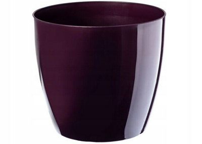 B2C Waste Paper Basket Dust Bin Round Plastic Step Office Bathroom Plum 28Cm from B&Q