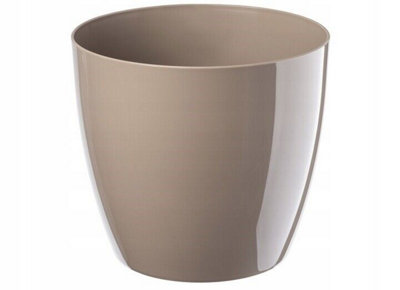 B2C Waste Paper Basket Dust Bin Round Plastic Step Office Bathroom Beige 28Cm from B&Q