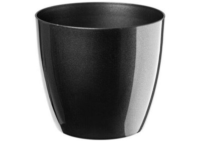 B2C Waste Paper Basket Dust Bin Round Plastic Step Office Bathroom Graphite 28Cm from B&Q