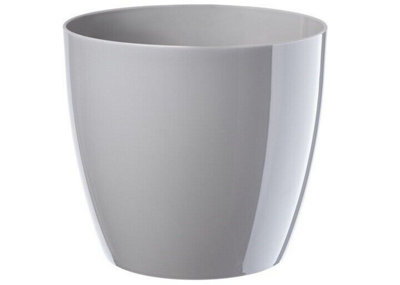 B2C Waste Paper Basket Dust Bin Round Plastic Step Office Bathroom Grey 28Cm from B&Q
