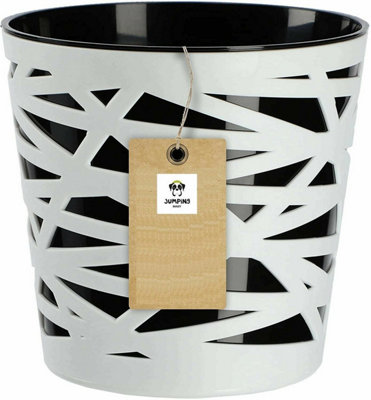 B2C Plant Pot Planter Flowerpot Crystal Modern Decorative Daizy Black 13Cm from B&Q