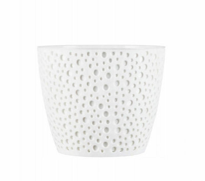 B&Q -  Flowerpot Plant Pot Planter Elza Plastic Crystal Modern Decorative White 13Cm