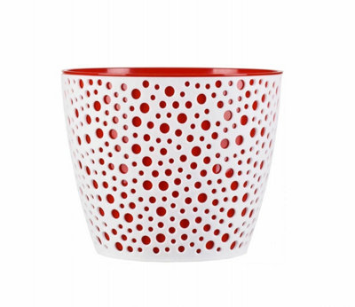 B&Q -  Flowerpot Plant Pot Planter Elza Plastic Crystal Modern Decorative Red 17Cm