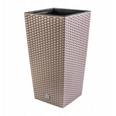 B2C Tall Planter Plant Flower Pot Outdoor Garden Weatherproof With Insert Rattan Brige 61Cm from B&Q